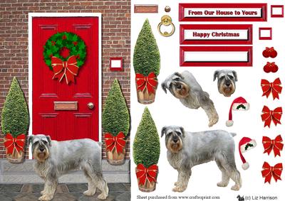 Schnauzer Christmas Door Step