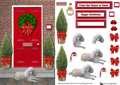 Miniature Poodle Christmas Door Step