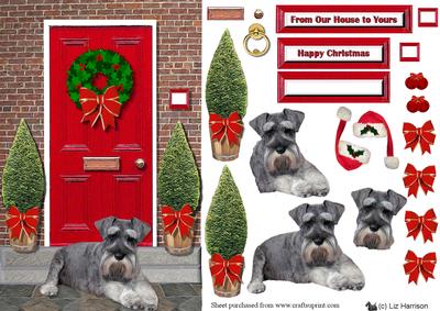 Schnauzer Christmas Door Step