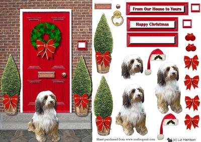 Tibetan Terrier Christmas Door Step