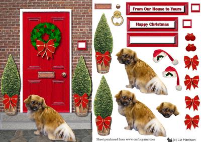 Tibetan Spaniel Christmas Door Step