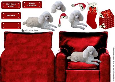 White Poodle Christmas Arm Chair