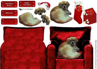 Tibetan Spaniel Christmas Arm Chair