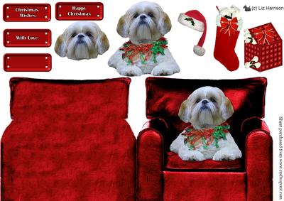 Shih Tzu Christmas Arm Chair