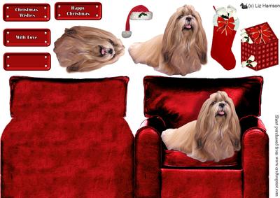 Shih Tzu Christmas Arm Chair