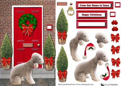 Bedlington Terrier Christmas Door Step