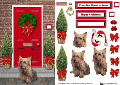 Australian Terrier Christmas Door Step