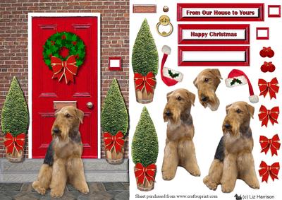 Airedale Christmas Door Step