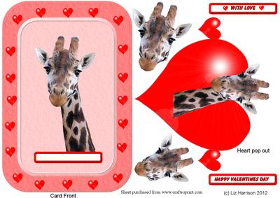 Giraffe with Heart Pop Out Card