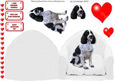 Springer Spaniel & Hearts Arm Chair Card