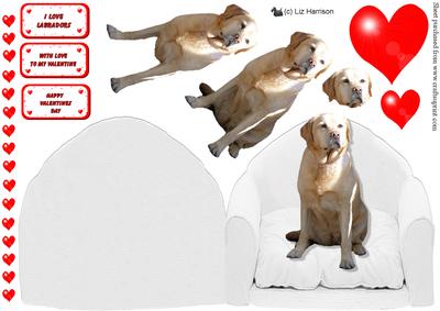Golden Labrador & Hearts Arm Chair Card