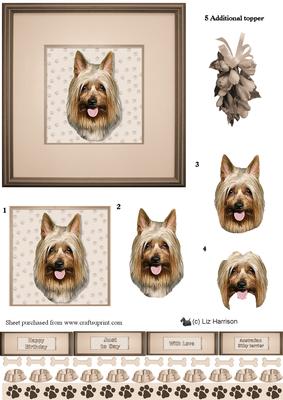 Australian Silky Terrier Portrait 3D Decoupage