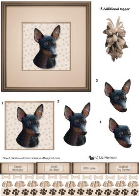 English Toy Terrier Portrait 3D Decoupage