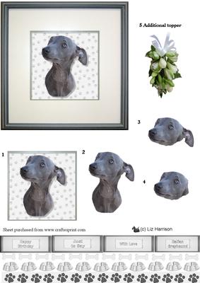 Italian Greyhound Portrait 3D Decoupage