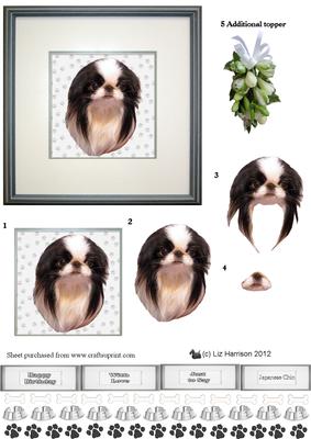 Japanese Chin Portrait 3D Decoupage