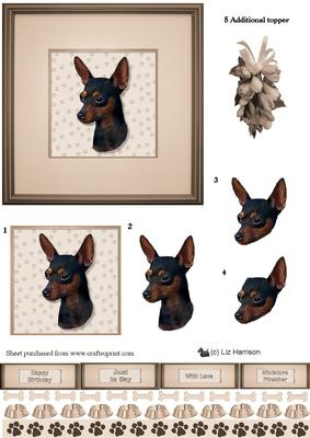 Miniature Pinscher Portrait 3D Decoupage