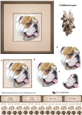 Bulldog Portrait 3D Decoupage