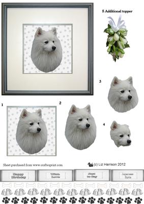 Japanese Spitz Portrait 3D Decoupage