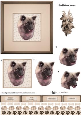 Keeshond Portrait 3D Decoupage