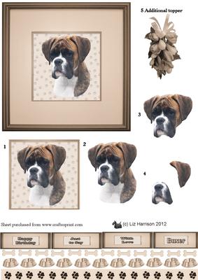 Boxer Dog Portrait 3D Decoupage