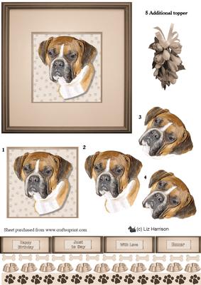 Boxer Dog Portrait 3D Decoupage