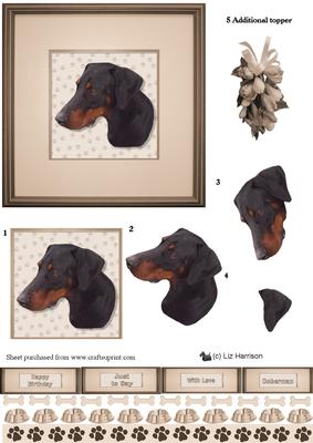 Doberman Portrait 3D Decoupage
