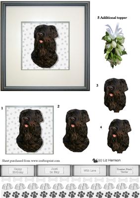 Russian Black Terrier Portrait 3D Decoupage