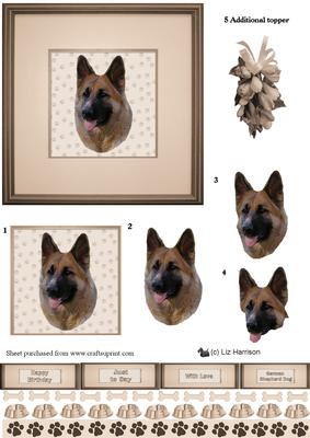German Shepherd Dog Portrait 3D Decoupage