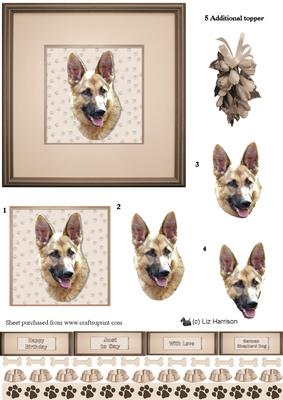 German Shepherd Dog Portrait 3D Decoupage