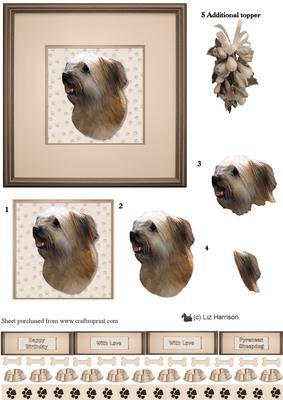 Pyrenean Sheepdog Portrait 3D Decoupage