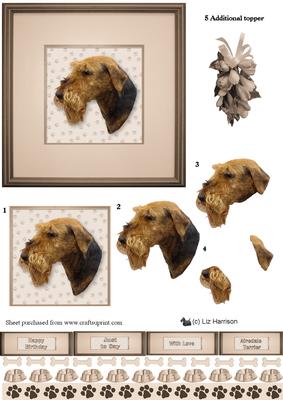 Airedale Terrier Portrait 3D Decoupage