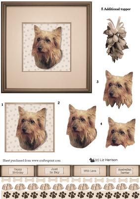 Australian Terrier Portrait 3D Decoupage
