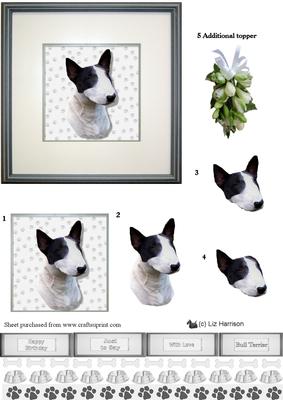 Bull Terrier (miniature) Portrait 3D Decoupage