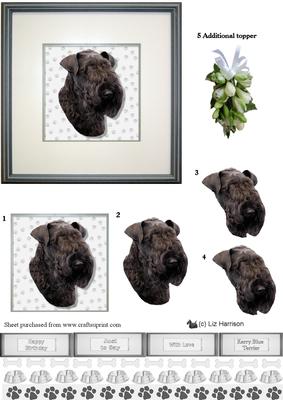 Kerry Blue Terrier Portrait 3D Decoupage