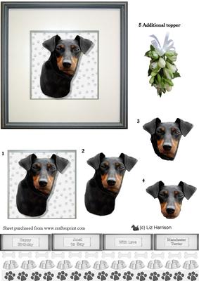 Manchester Terrier Portrait 3D Decoupage