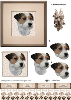 Parson Russell Terrier Portrait 3D Decoupage