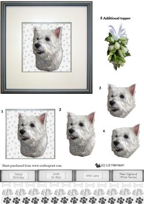 West Highland White Terrier Portrait 2-3D Decoupage