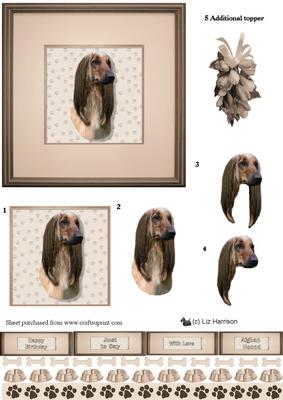 Afghan Hound Portrait 3D Decoupage