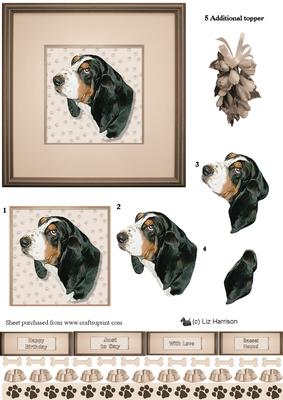 Basset Hound Portrait 3D Decoupage