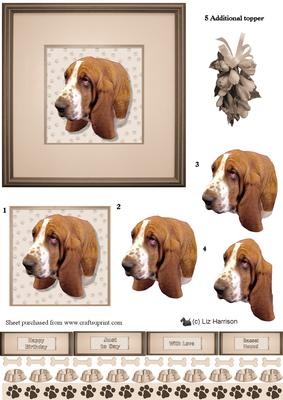 Basset Hound Portrait 3D Decoupage