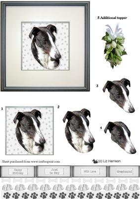 Greyhound Portrait 3D Decoupage