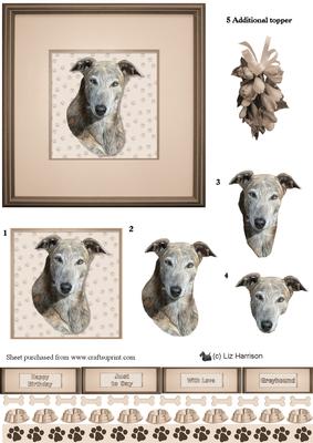Greyhound Portrait 3D Decoupage