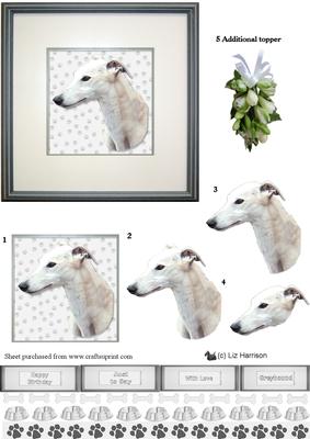 Greyhound Portrait 3D Decoupage
