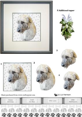 Irish Wolfhound Portrait 3D Decoupage