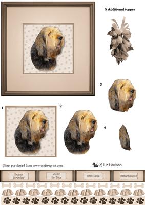 Otterhound Portrait 3D Decoupage