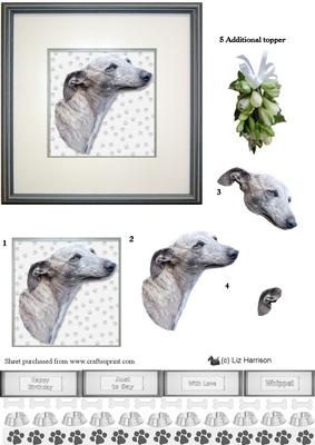 Whippet Portrait 3D Decoupage
