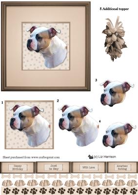 American Bulldog Portrait 3D Decoupage