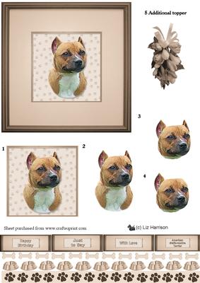 American Staffordshire Terrier Portrait 3D Decoupage