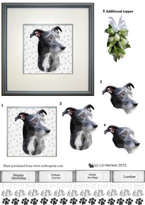 Lurcher Portrait 3D Decoupage