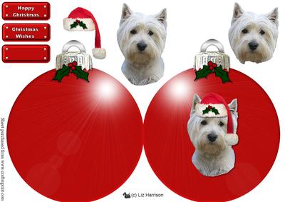 Westie 1 Chistmas Bauble 3D Decoupage